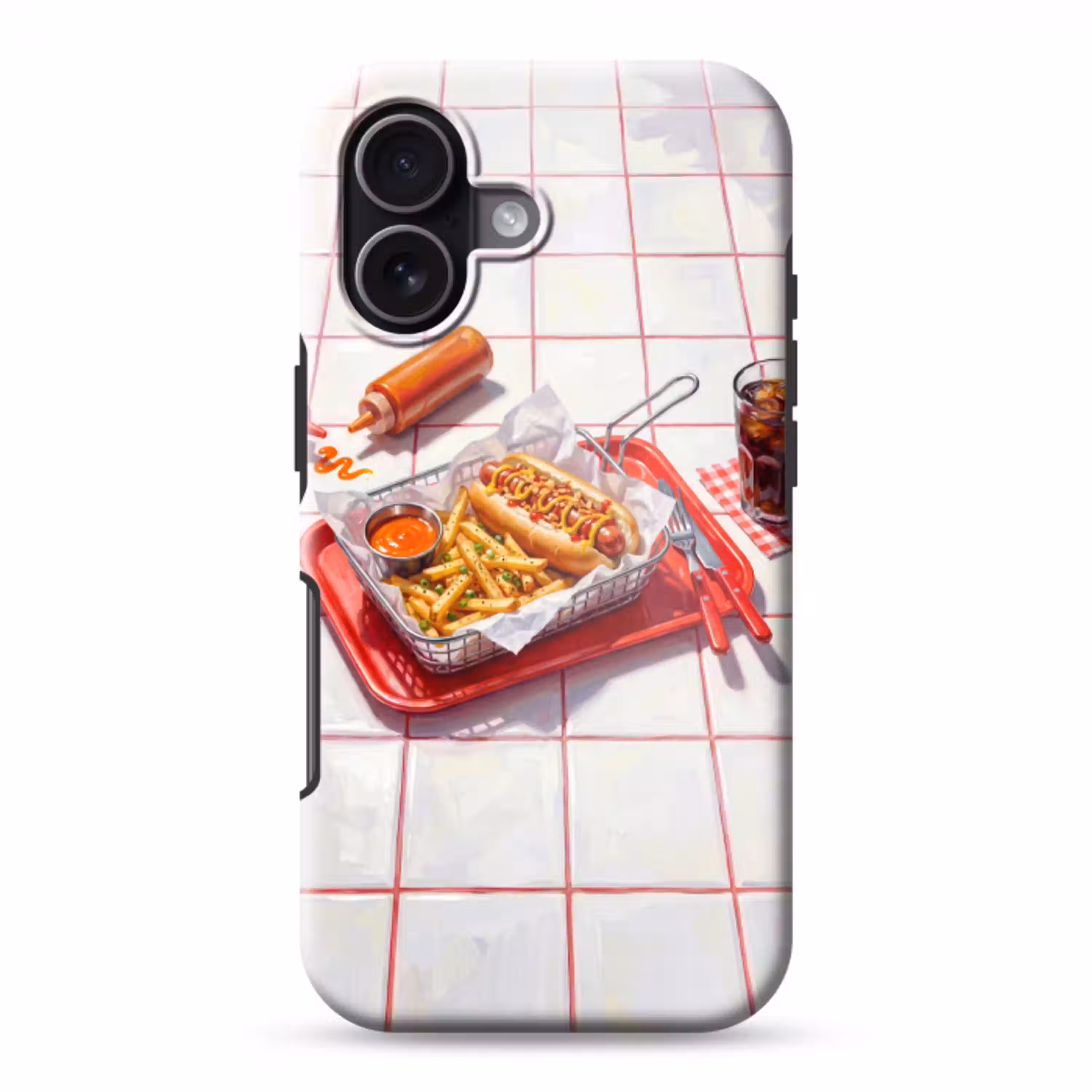 Eten - Hotdog - Fastfood - Modern - Rood Toughcase MagSafe Apple iPhone 17 klein -3d