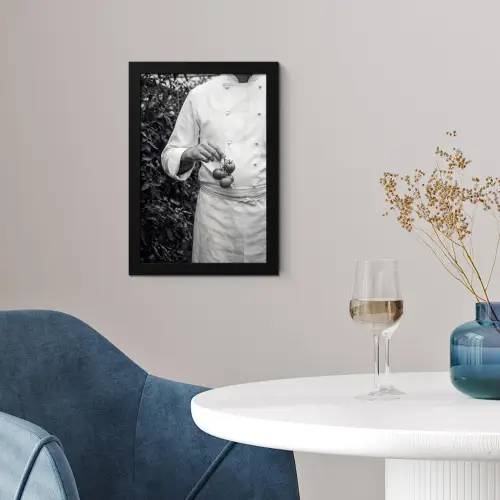 Tomaten - Chef - Zwart - Wit fotolijst zwart zonder passe partout klein -sfeer4