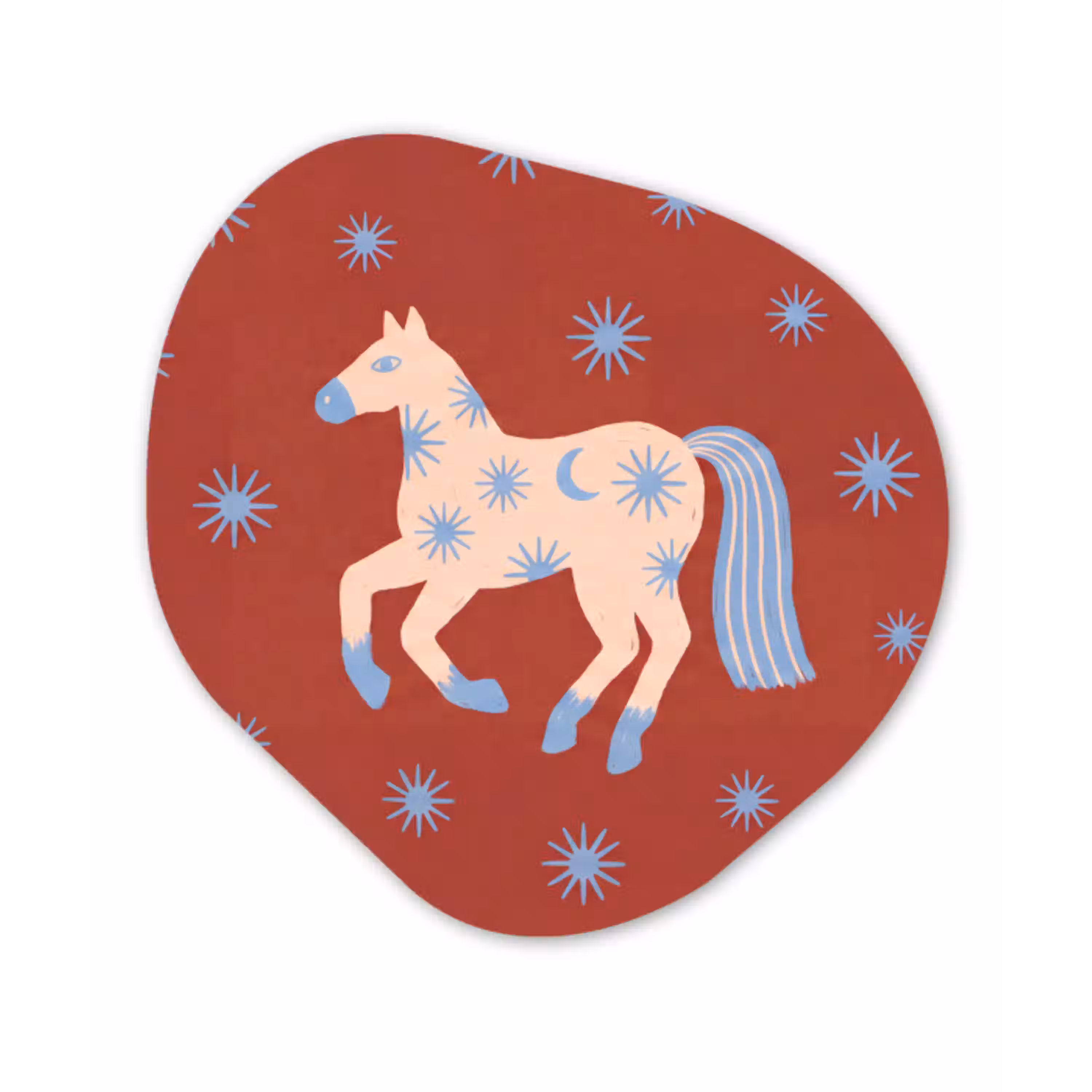 Dieren - Sterren - Maan - Abstract - Rood Wandcirkel Organisch Aluminium middel -3d