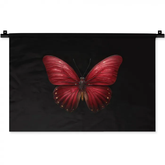 Vlinder - Rood - Minimalistisch Wandkleed katoen klein -zz3d