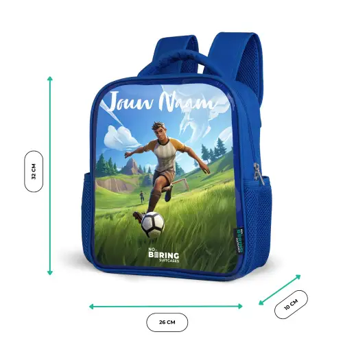 Voetbal - Jongen - Goal - Voetbaltenue Kinderrugzak - Blauw middel -productfoto_formaten