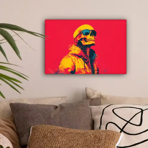 Zonnebril - Schedel - Jas - Rood canvas 2cm klein -sfeer1
