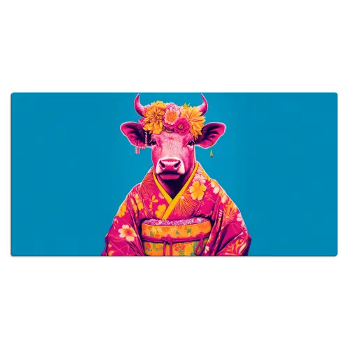 Koe - Bloemenkrans - Oorhangers - Kimono Muismat XXL klein -3d_leeg