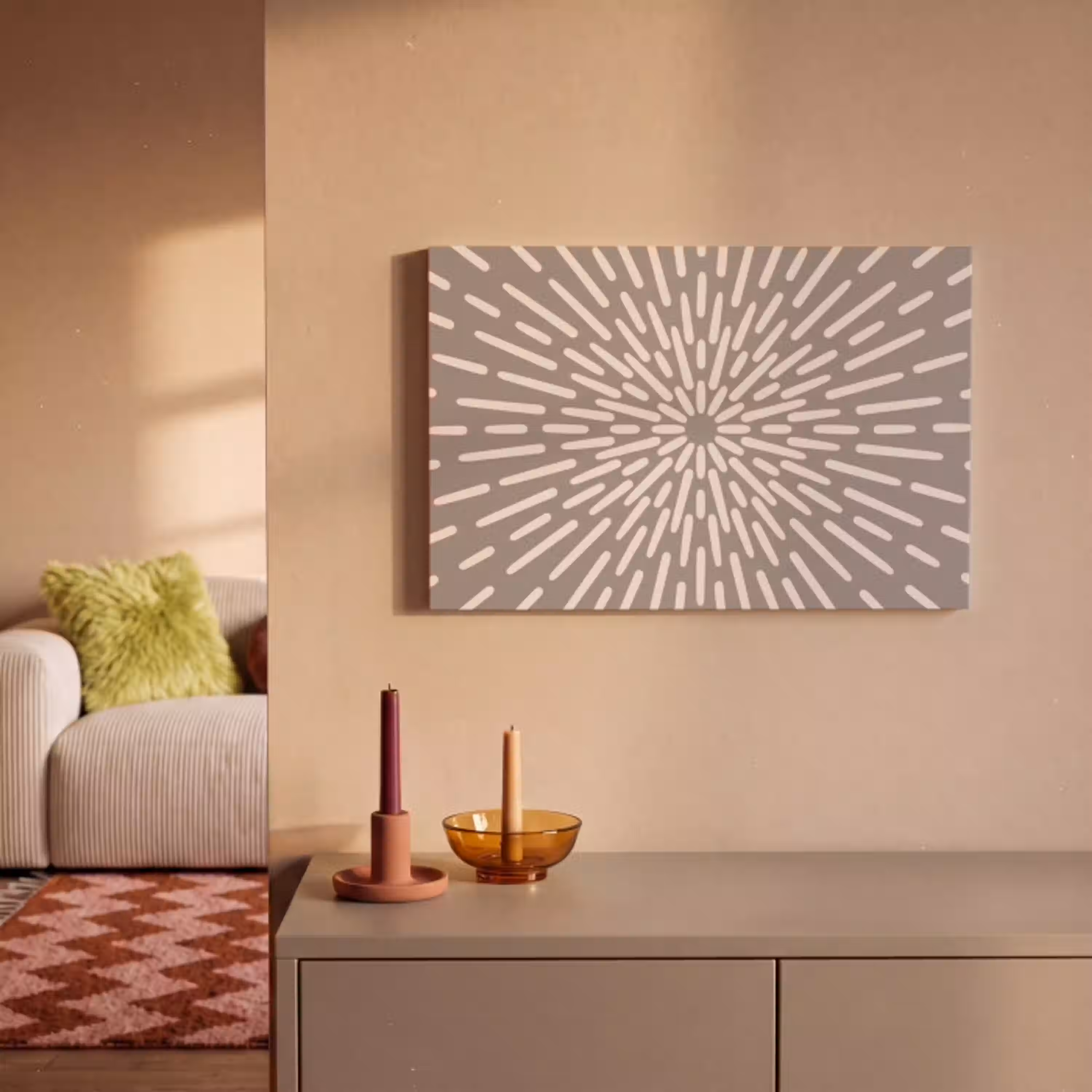 Patroon - Stralen - Abstract - Modern - Grijs canvas 2cm klein -sfeer1