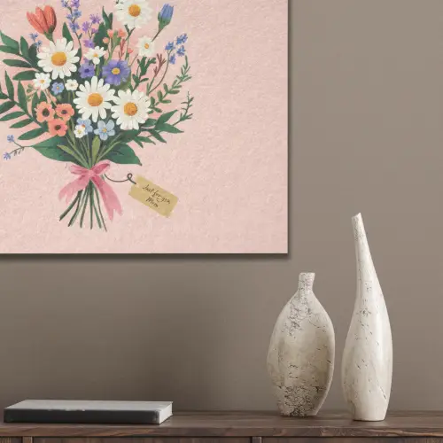 Margrieten - Boeket - Strikje - Roze PET vilt klein -sfeer6_closeup