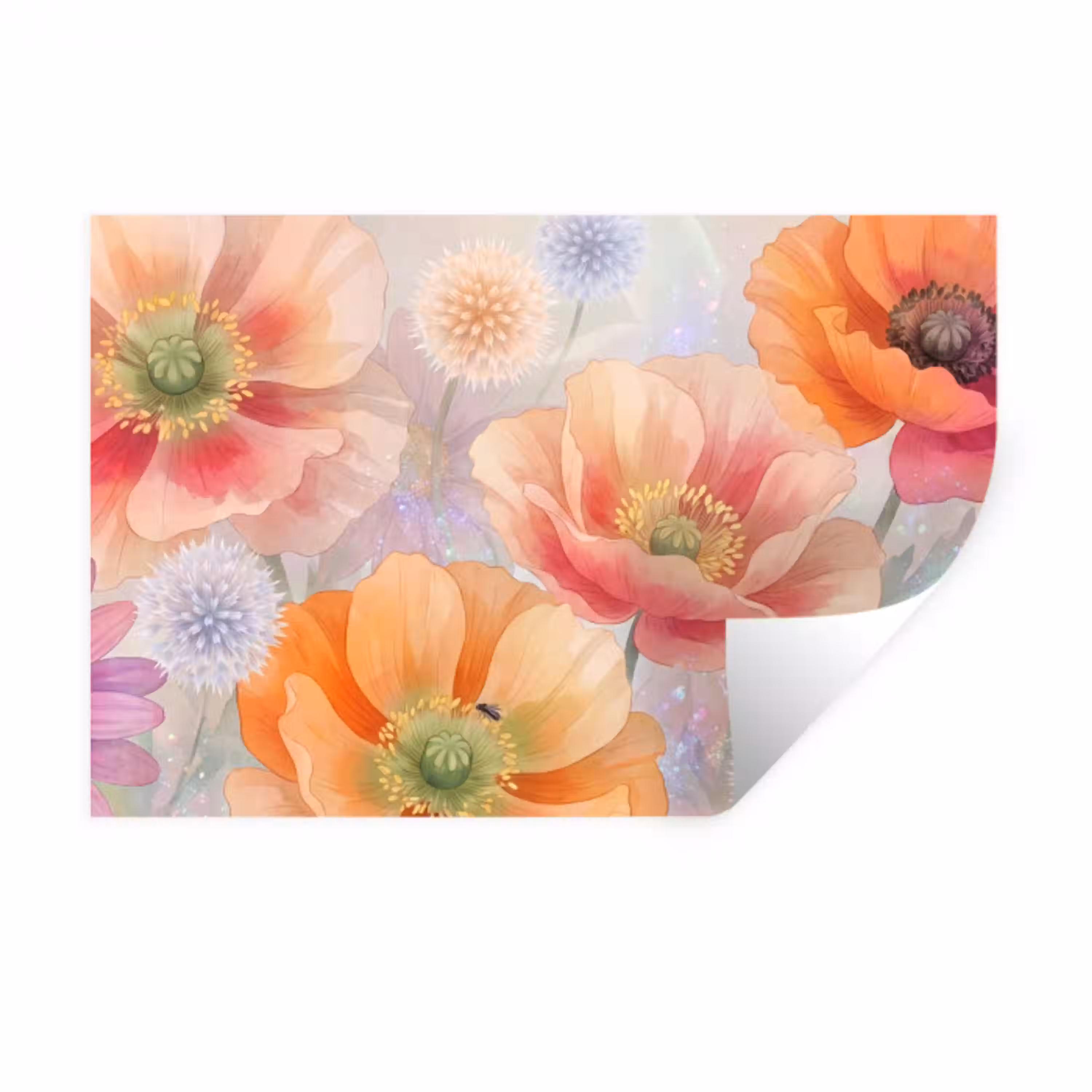 Bloemen - Aquarel - Natuur - Modern - Kleurrijk Muursticker klein -3d