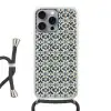 Tegel - Patroon - Blauw - Beige Hoesje iPhone 16 Pro Max met koord klein 804 -3d