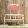Bloemenweide - Heuvels - Silhouet - Roze Tuinposter op houten frame 2 cm dik klein -sfeer4