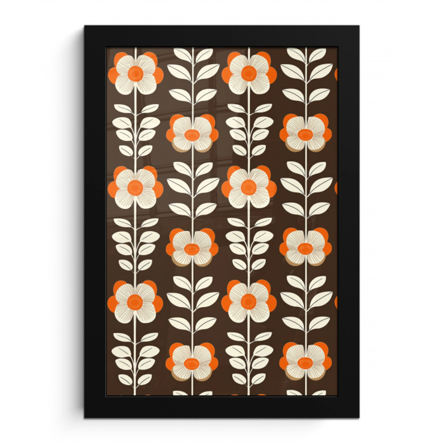 Bloemen - Retro - Bruin fotolijst zwart zonder passe partout klein 224 -3d