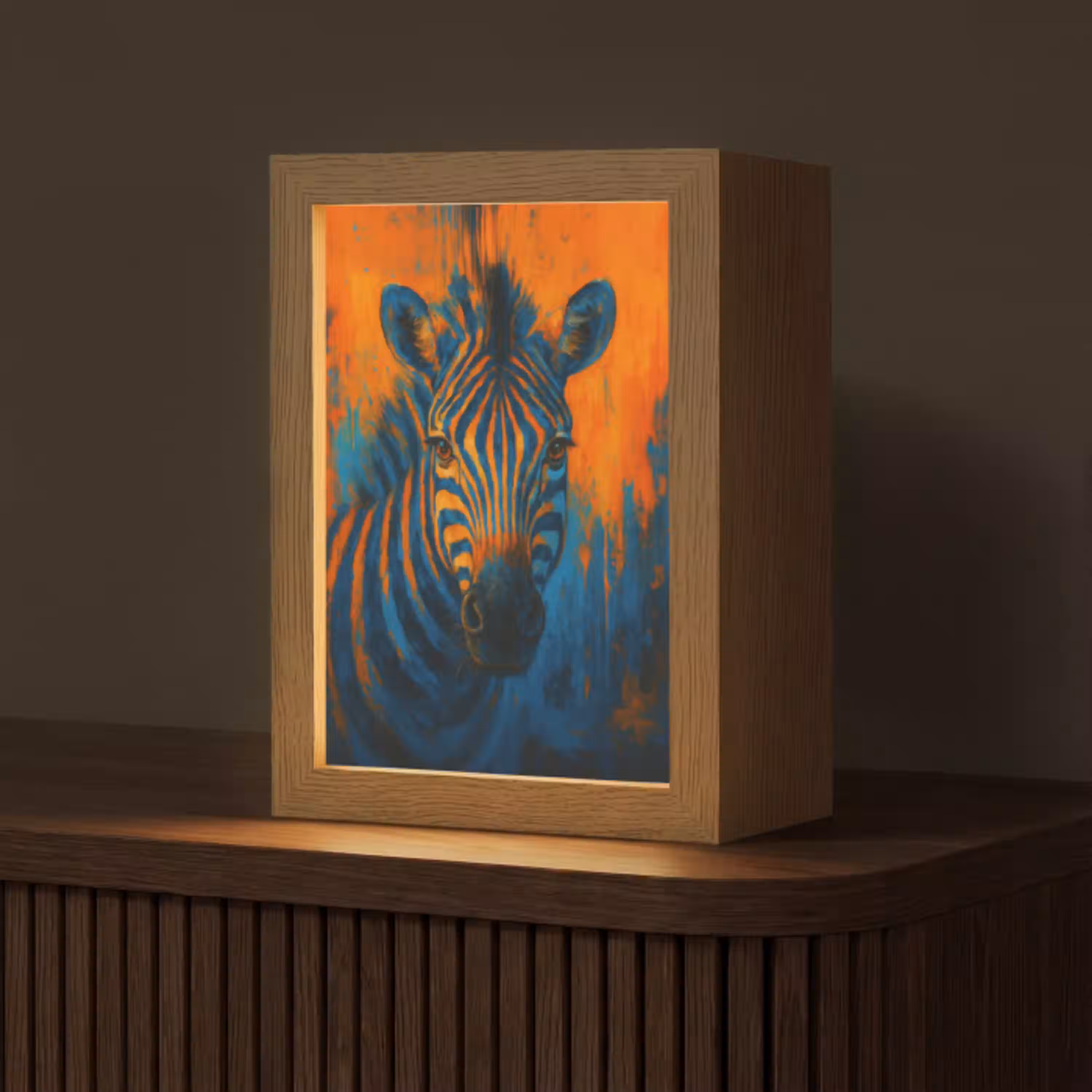 Zebra - Abstract - Blauw Light Box met kabel (Tafellamp) klein -z3d_website