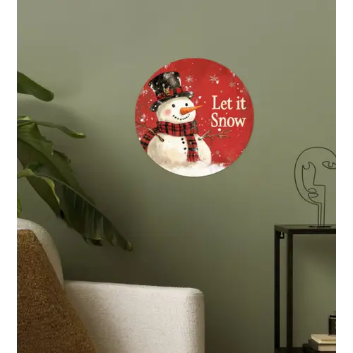 Sneeuwpret - Winter - Sneeuwpop Wandcirkel behangsticker klein -sfeer2