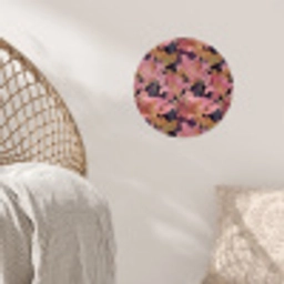 Lelies - Patroon - Roze - Goud Wandcirkel behangsticker klein 186 -sfeer4