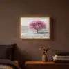Boom - Natuur - Roze - Zwart wit Light Box met batterij (Wandlamp) middel -sfeer4