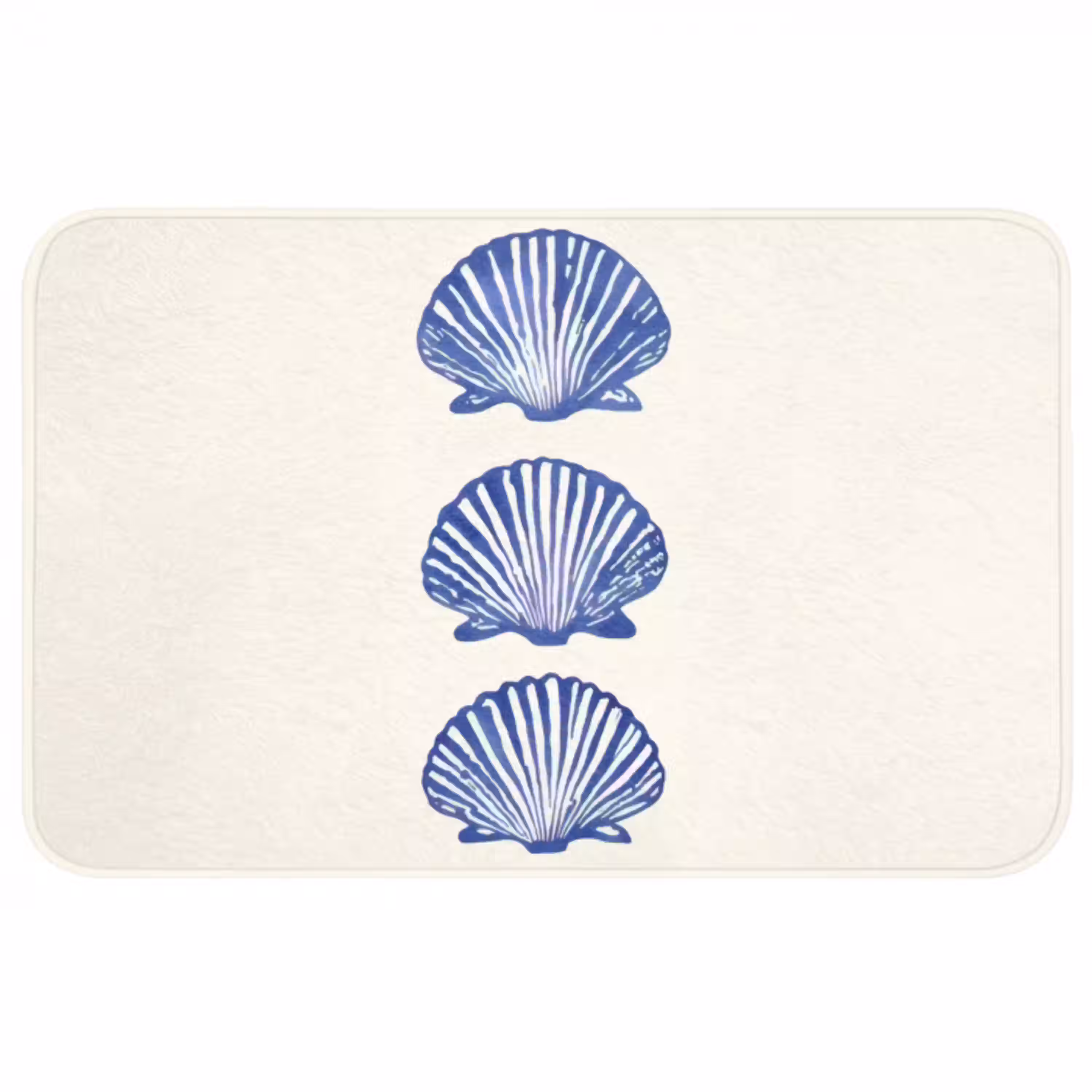 Schelpen - Blauw - Patroon Badmat middel -3d