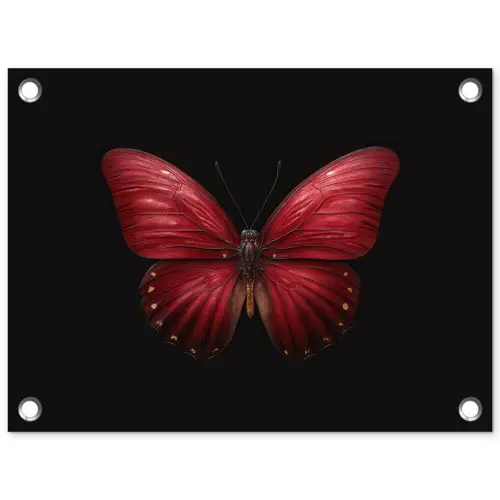 Vlinder - Rood - Minimalistisch tuinposter los doek klein -3d