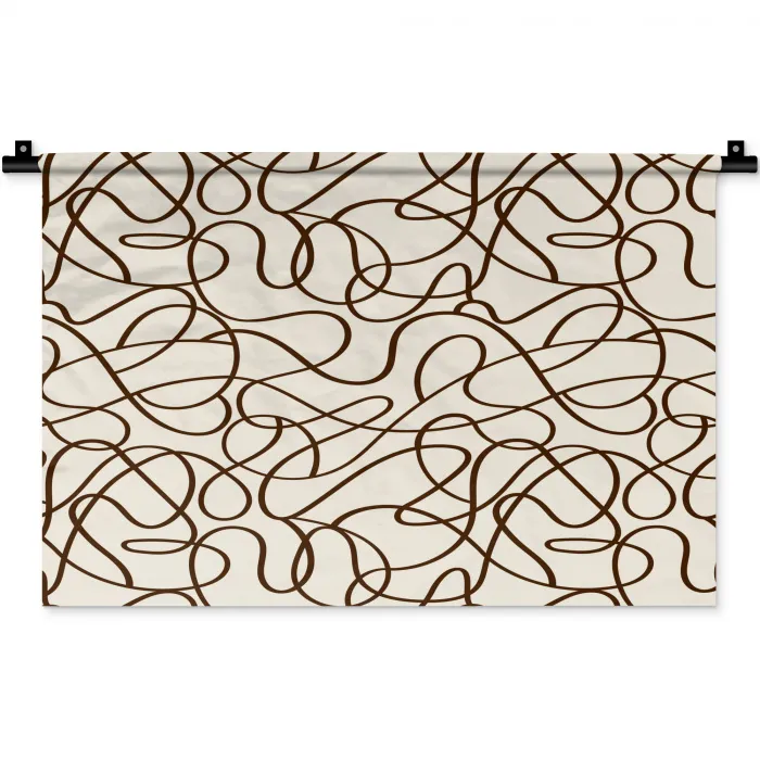 Beige - Lijnen - Donkerbruin Wandkleed katoen klein 269 -zz3d