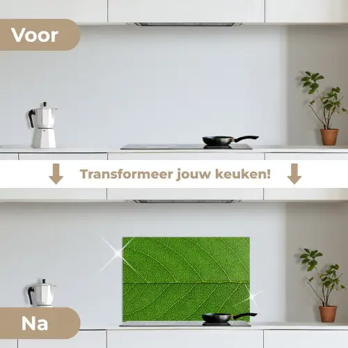 Natuur - Blad - Groen keuken achterwand spatscherm klein -voor_na_NL