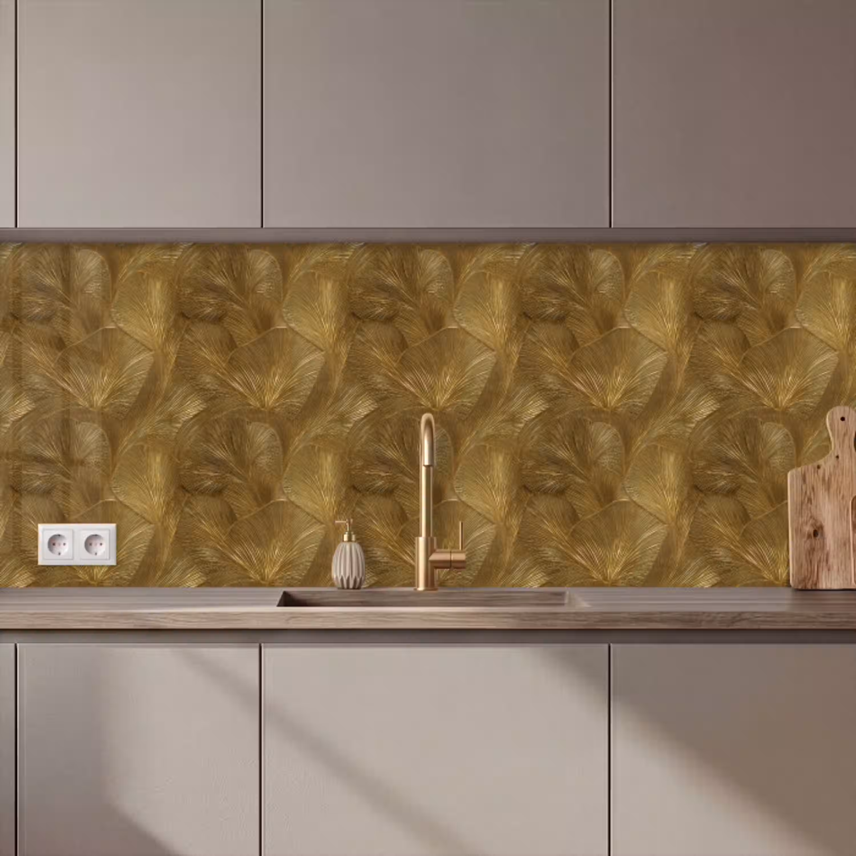 Organisch - Lijnen - Goud keuken achterwand 2 middel 871 zz_3dshopping