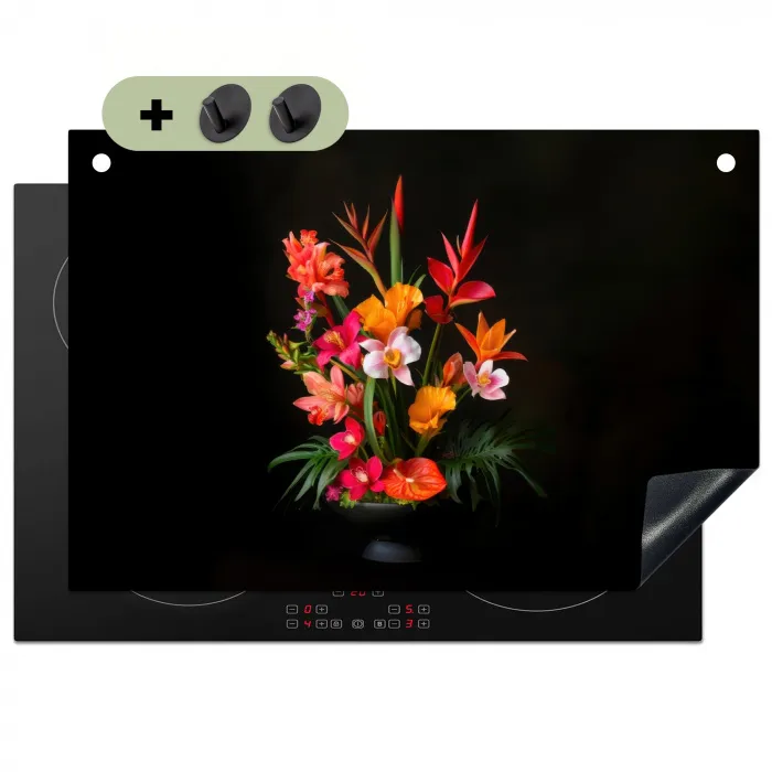Boeket - Bloemen - Exotisch Inductie beschemer met haakjes klein -3d