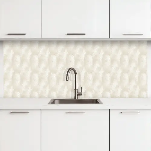 Bladeren - Beige - Wit - Botanisch - Natuur keuken achterwand 2 middel -3d