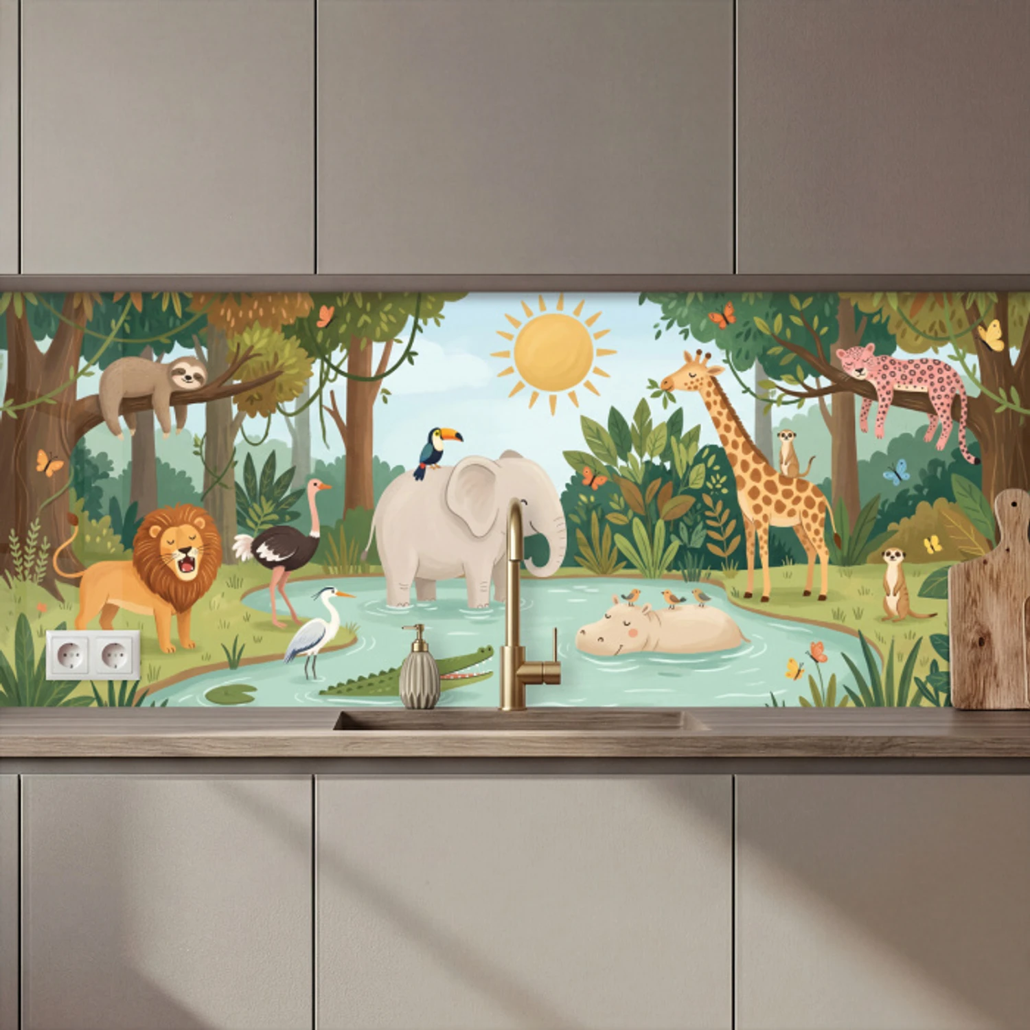 Jungle - Oase - Dieren - Kleurrijk keuken achterwand 2 middel zz_3dshopping