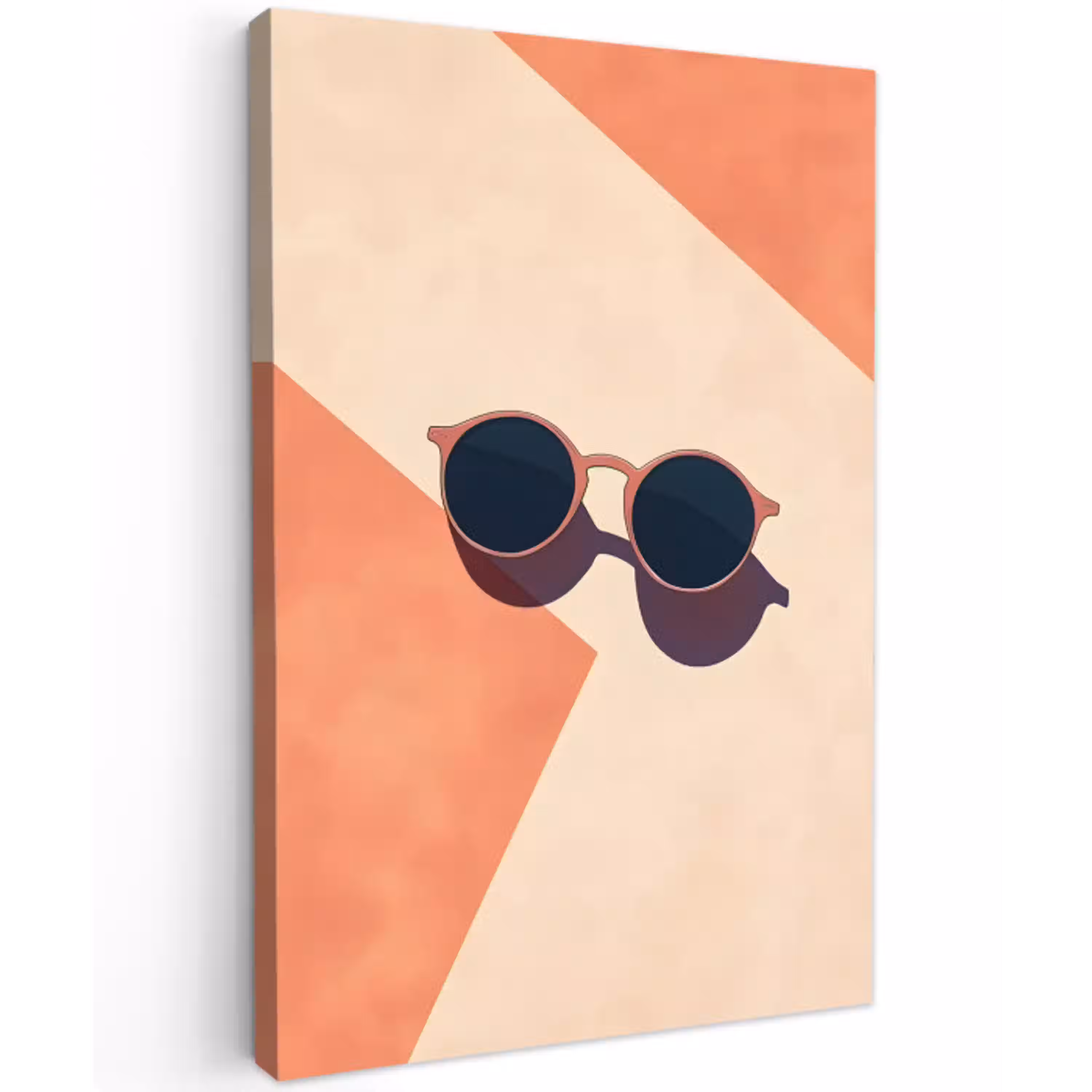 Zonnebril - Schaduw - Oranje - Minimalistisch Tuinposter op houten frame 2 cm dik middel -3d