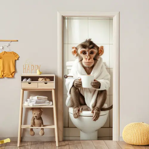 Aap - Modern - WC - Badjas deurposter klein -sfeer4