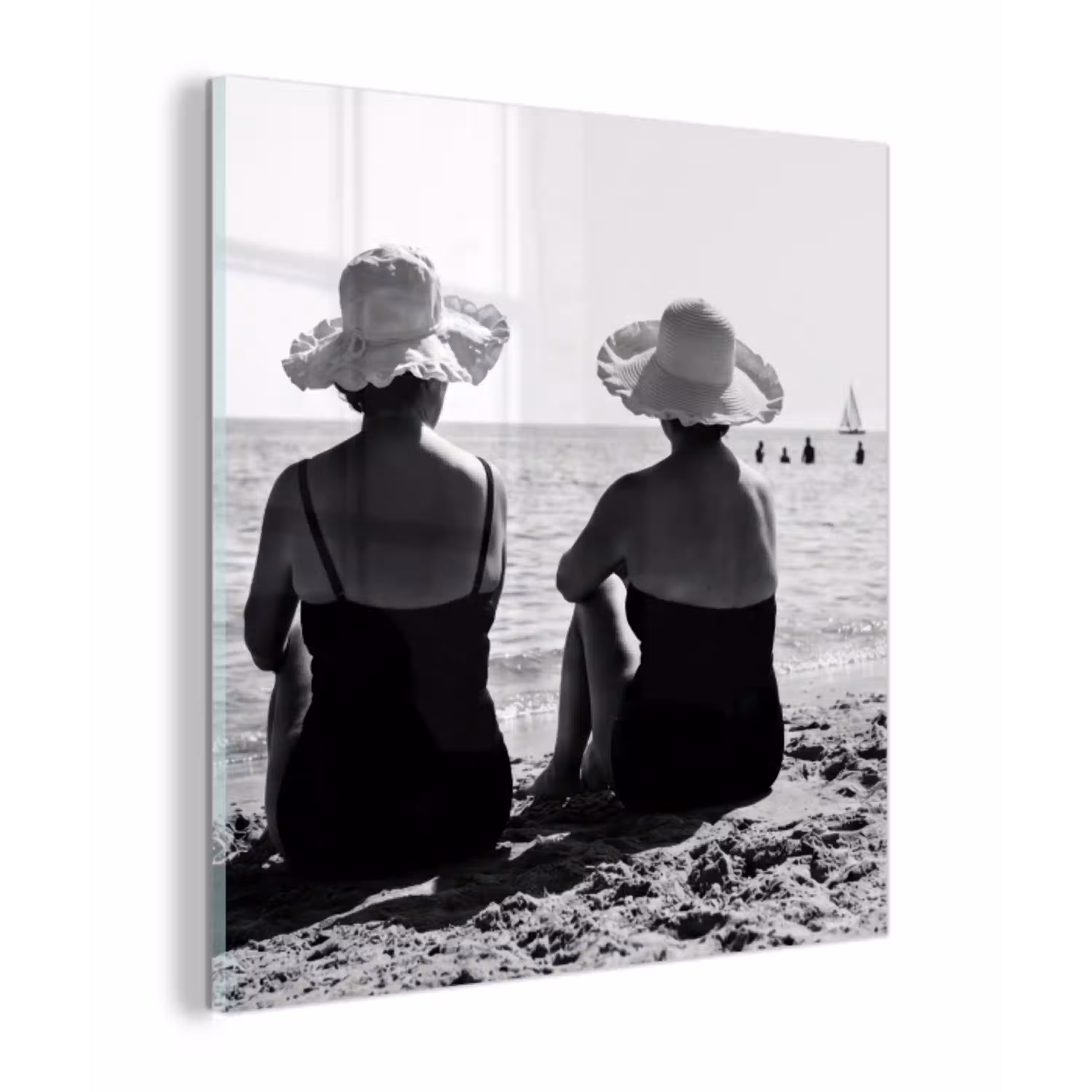 Vrouwen - Zonnehoed - Strand - Zwart - Wit plexiglas 5mm klein -z3d