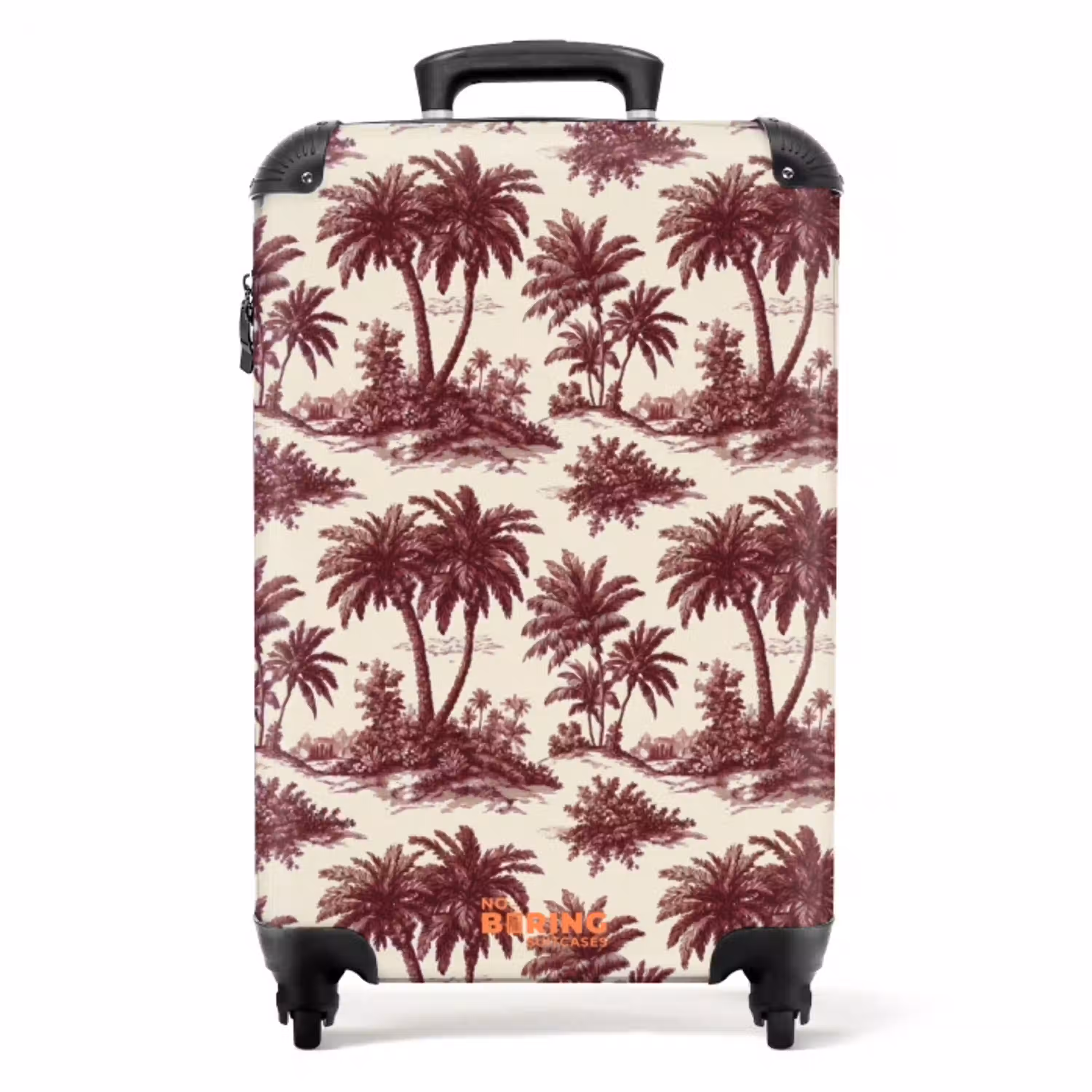 Tropisch - Geometrisch - Bordeauxrood NBS - Handbagage koffer - Volwassenen Unisex middel -productfoto_recht