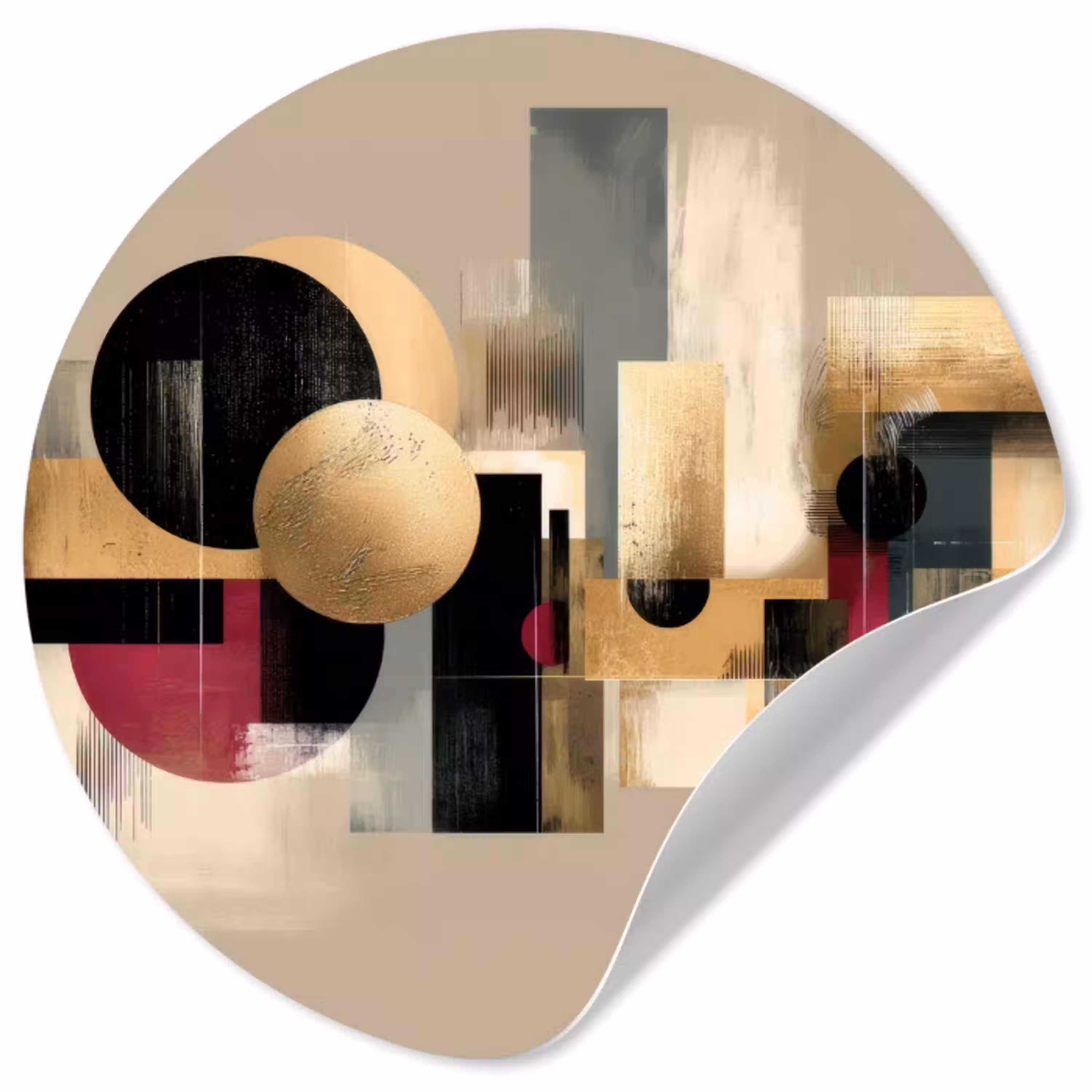 Abstract - Vormen - Beige - Texturen Wandcirkel behangsticker klein -3d