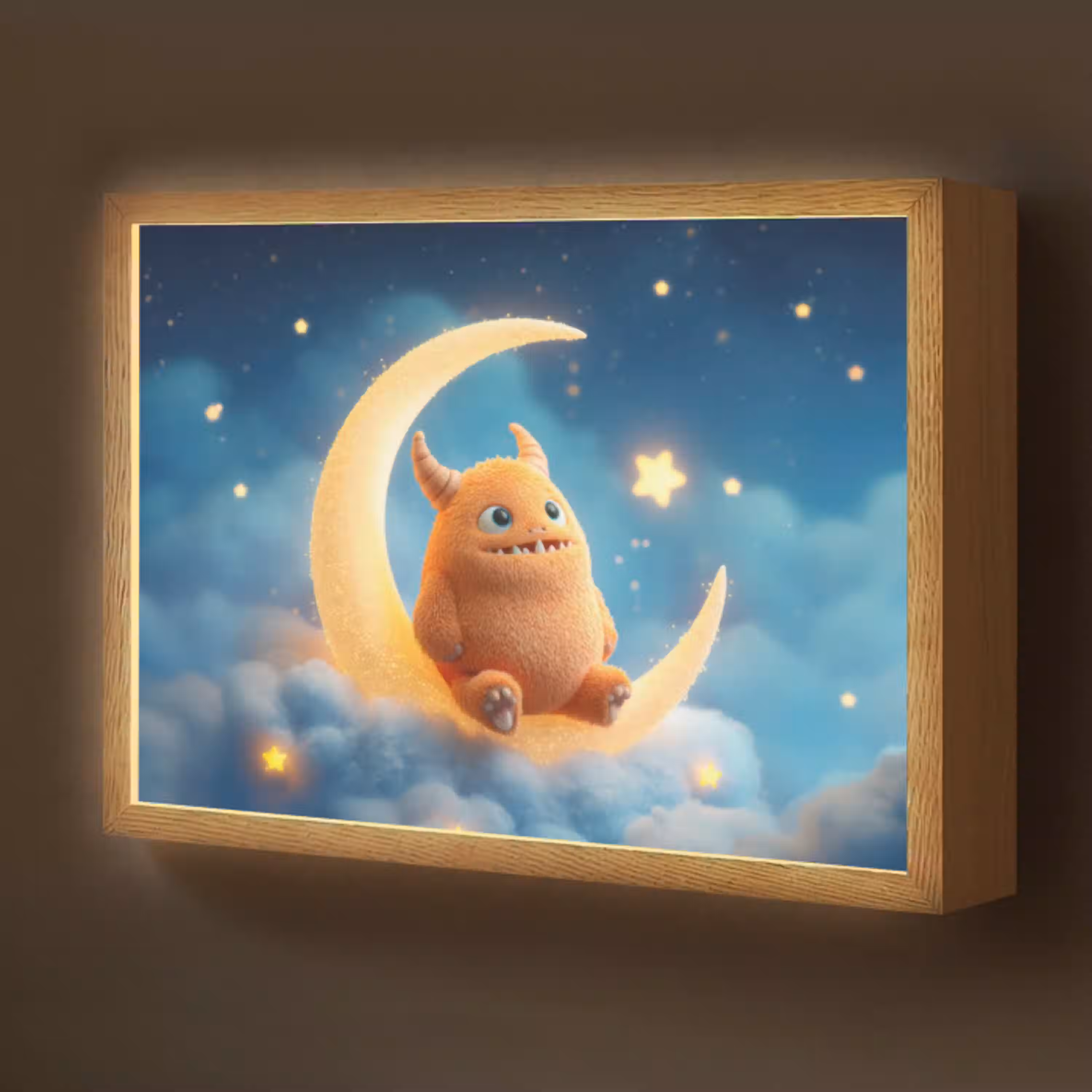 Knuffel - Monster - Maan - Wolken Light Box met batterij (Wandlamp kind) middel -z3d_website
