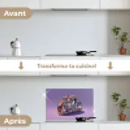 Edelstenen - Glitters - Paars - Kleurrijk keuken achterwand spatscherm klein -voor_na_FR