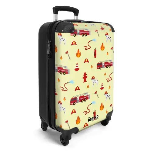 Brandweer patroon met voertuigen en vlammen NBS - Handbagage koffer - Kinderen Unisex middel -productfoto_3d