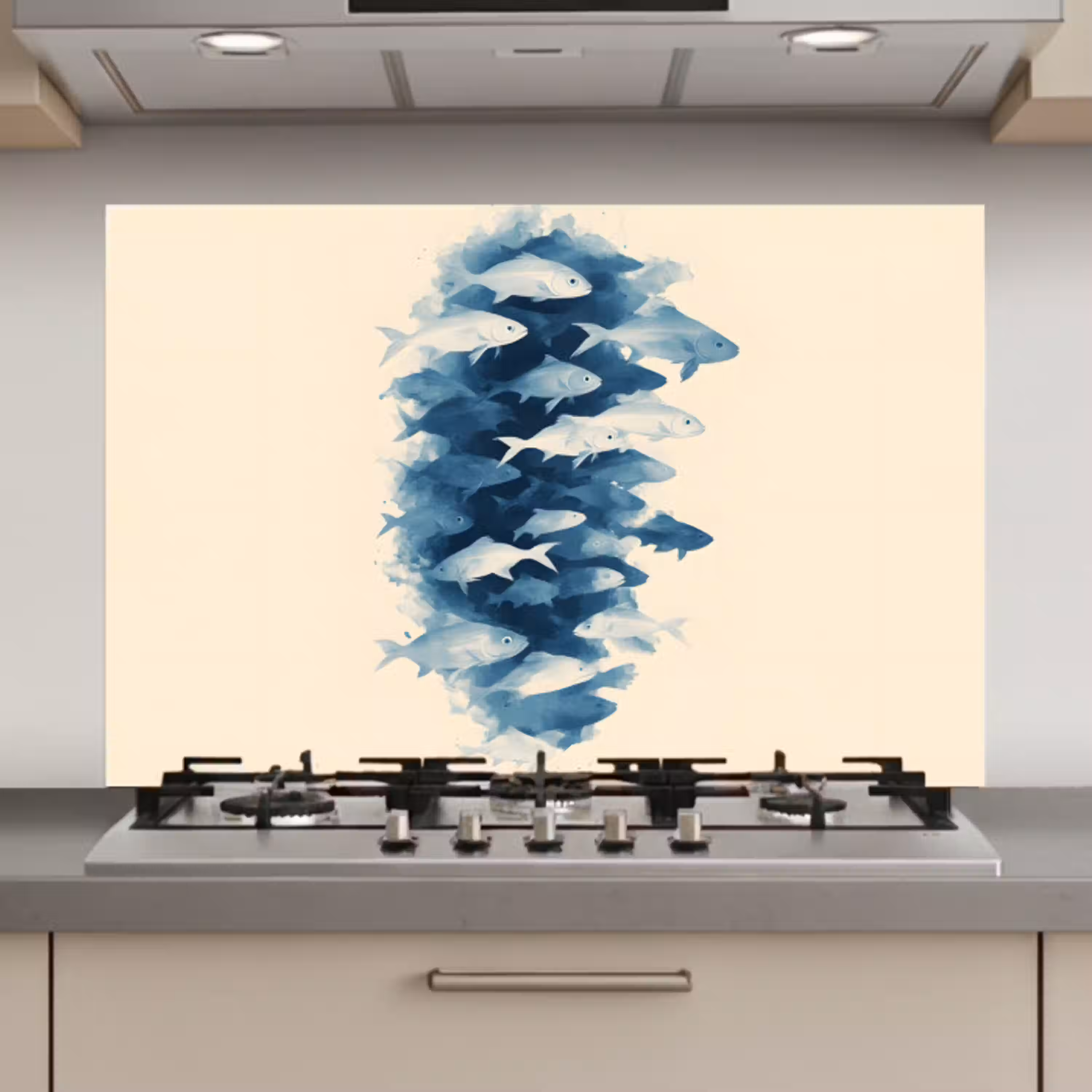 Vissen - Minimalistisch - Blauw keuken achterwand spatscherm klein -3d_website