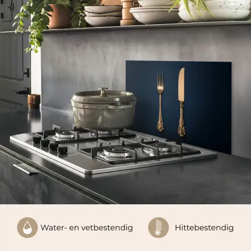 Bestek - Donkerblauw - Goud keuken achterwand spatscherm klein -usp_NL