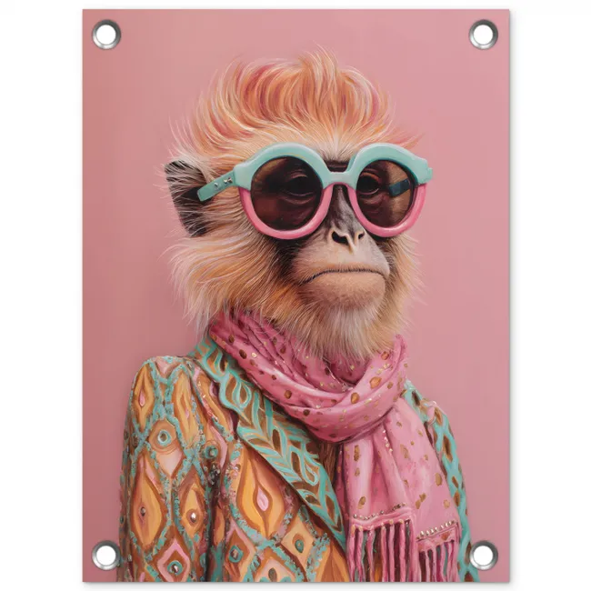 Sjaal - Aap - Zonnebril - Jasje tuinposter los doek klein -3d