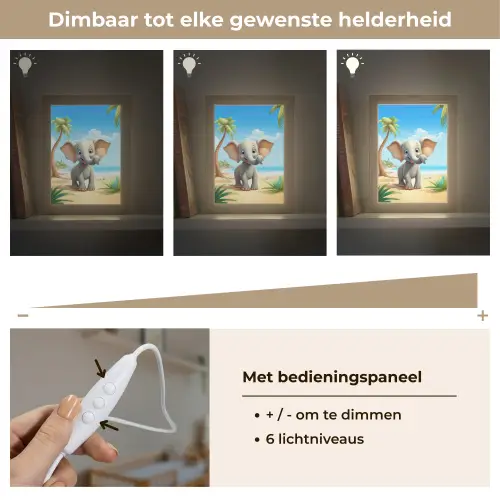Olifant - Strand - Dieren - Meisjes - Kind Light Box met kabel klein -USP_dimbaarNL