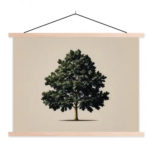 Eikenboom - Schaduw - Egaal textielposter latten blank klein -3d
