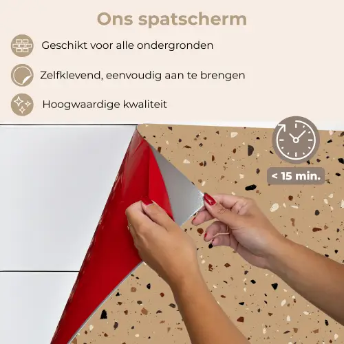 Terrazzo - Patroon - Beige keuken achterwand spatscherm klein 900 -spatscherm_NL