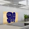 Okergeel - Blauw - Eenvoudige lijnen keuken achterwand spatscherm klein -3d_schuin
