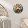 Kat - Kleurrijk - Oranje - Blauw Wandcirkel kunststof plaat 5mm dik klein -sfeer5