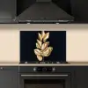 Plant - Bladeren - Goud - Zwart - Luxe keuken achterwand spatscherm klein -sfeer1