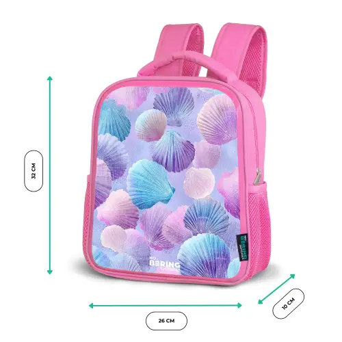 Gekleurde schelpen op een paarse achtergrond Kinderrugzak - Roze middel -productfoto_formaten