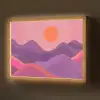 Zon - Heuvels - Paars - Abstract Light Box met batterij (Wandlamp) middel -z3d_website