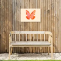 Vlinder - Minimalistisch - Roze Tuinposter op houten frame 2 cm dik klein -sfeer4