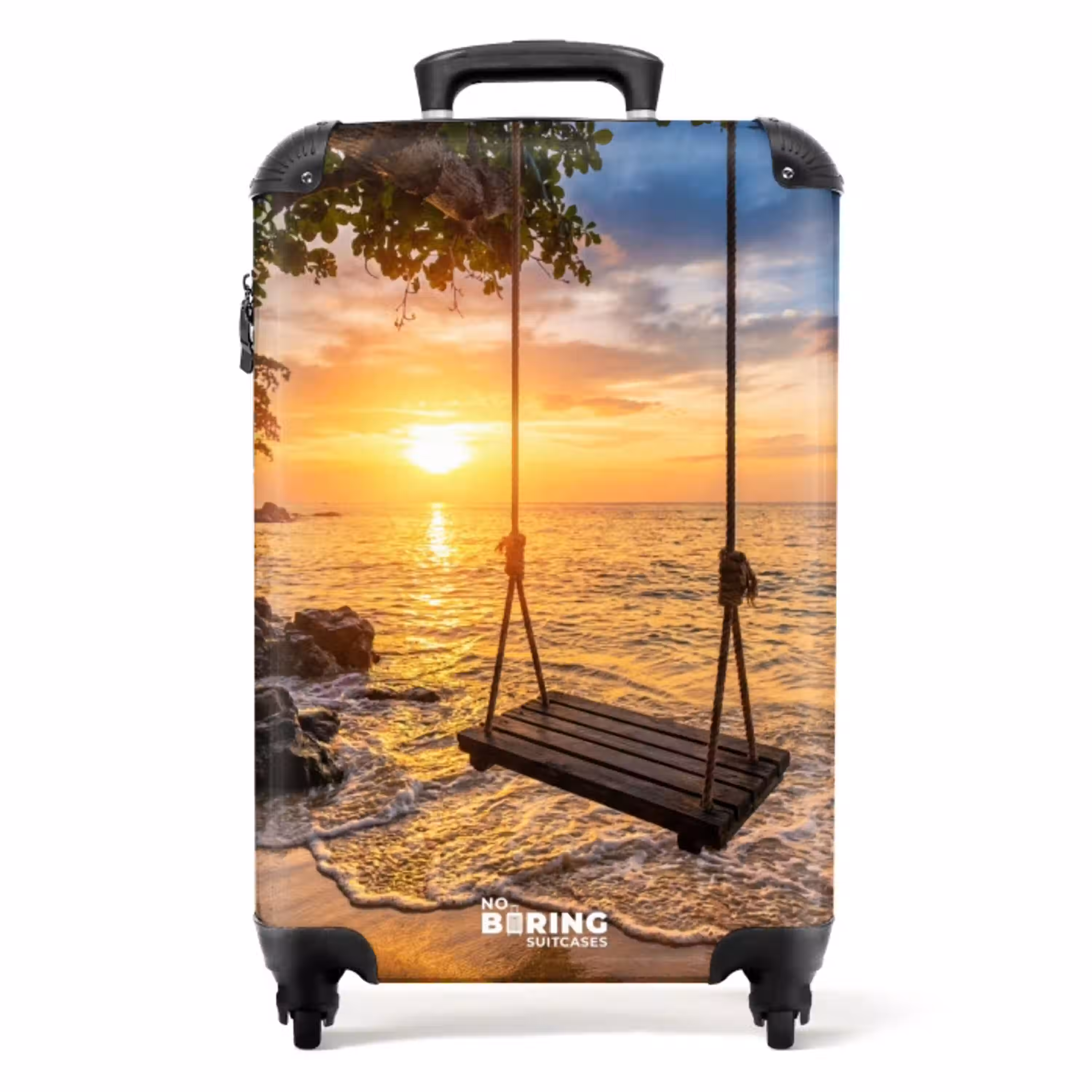 Schommel - Strand - Zonsondergang - Natuur - Oranje NBS - Handbagage koffer - Volwassenen Unisex middel -productfoto_recht