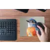 Kleurrijk - Vogeltje - Veren - Blauw muismat rubber klein -toetsenbord