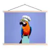 Papegaai - Koksmuts - Vogel - Leuk textielposter latten blank klein -3d
