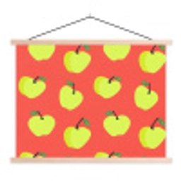 Appels - Modern - Groen textielposter latten blank klein 122 -3d