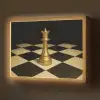 Koningin - Schaakstuk - Geblokt - Goud Light Box met batterij (Wandlamp) middel -z3d_website